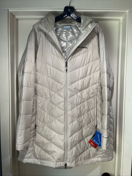Columbia Jackets & Blazers - Womens 2X Columbia Heavenly Long Hooded Jacket Stone Puffer Omni-Heat Plus Size